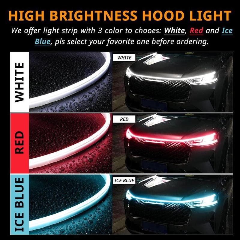 Car Hood Light Strip, Dynamic Scan Start Up LED Car Hood Light Strip, Waterproof Flexible Car Light Strip, Universal Car Accessories