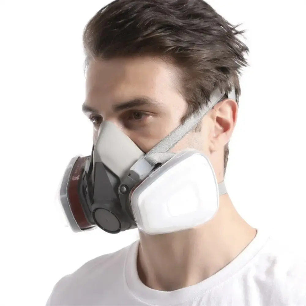 Reusable Half Face Cover Set, Paint Mask Respirator | Reusable Full Face Respirator Mask with Filters, Anti-Dust Gas Mask for Painting, Woodworking, Construction, Spraying, Chemicals, Dustproof Gasproof Mask, PPE Safety Gear