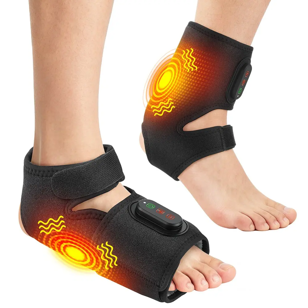 APP-Controlled Ankle Foot Massager – Cordless, Dual-Zone Heat & Vibration, 3000mAh Battery, 3 Temp & 3 Intensity Levels, Rechargeable Wrap