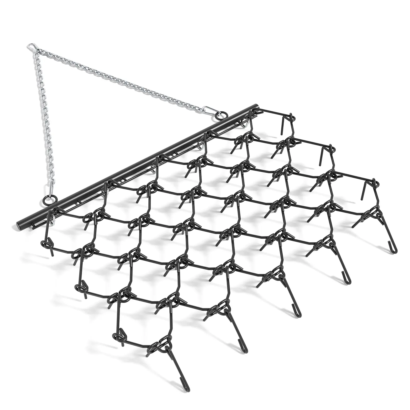 Drag Harrow, Heavy Duty Chain Harrow with One Chain and Fixed Cylinder, Fits ATVs UTVs and Lawn/Garden Tractors, 3/8" Tines, Multiple Colors and Sizes