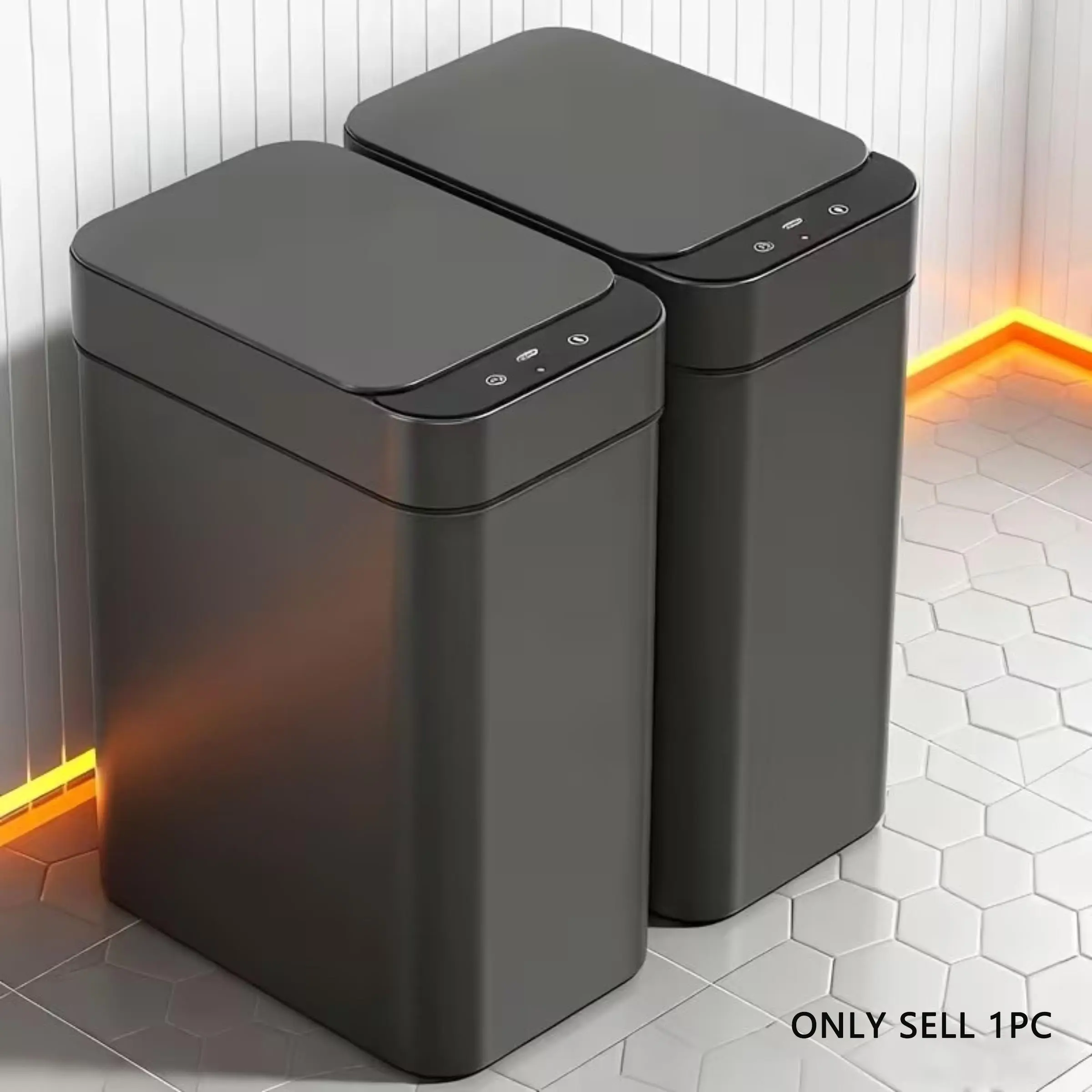 1 piece,Smart, Automatic Trash Can for Home Kitchen Office Bathroom Outdoor, Induction Sensor, Contactless Lid, Compact Design, Low Voltage Operation, AA batteries not included, Smart Sensor Wastebasket, Smart Sensor Bin
