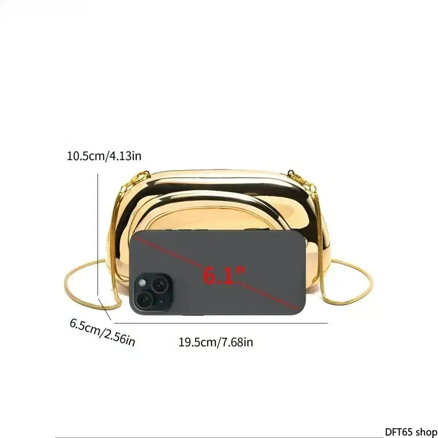 Women's Synthetic Hard Shell Envelope Clutch Bag - Portable, Detachable Thin Chain Shoulder Strap, Smooth Rigid Frame for Wedding, Formal Events, Elegant Minimalist Accessory, Portable Carry, Evening