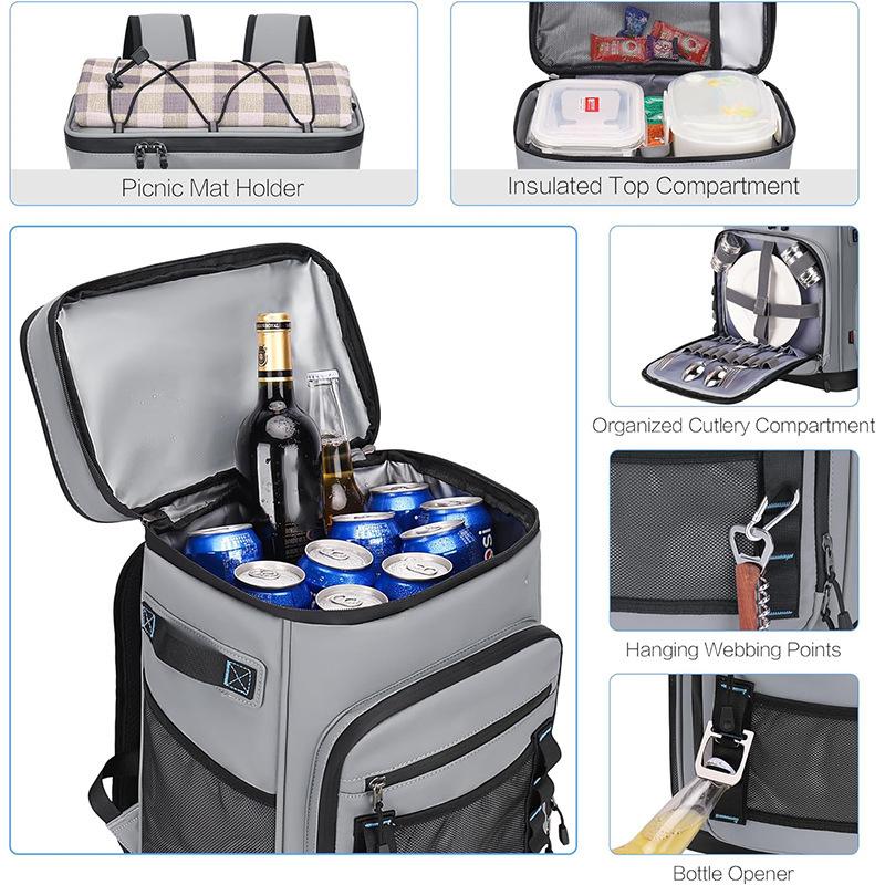 Insulated Cooler Backpack, Waterproof and Leakproof Travel Bag, Large Capacity Multi-Functional Backpack, Perfect for Camping, Beach, Fishing, Picnic, Outdoor Travel