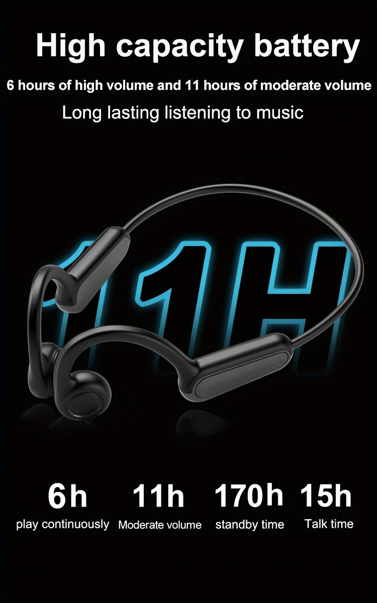 True Wireless Bone Conduction Headphones, 2025 Upgrade Open-Ear Earphones, Type-C Charging Long Battery Life, Sports Earbuds with Built-In Mic for Hiking, Workouts, Running, Gift, Black, Wireless Headphones