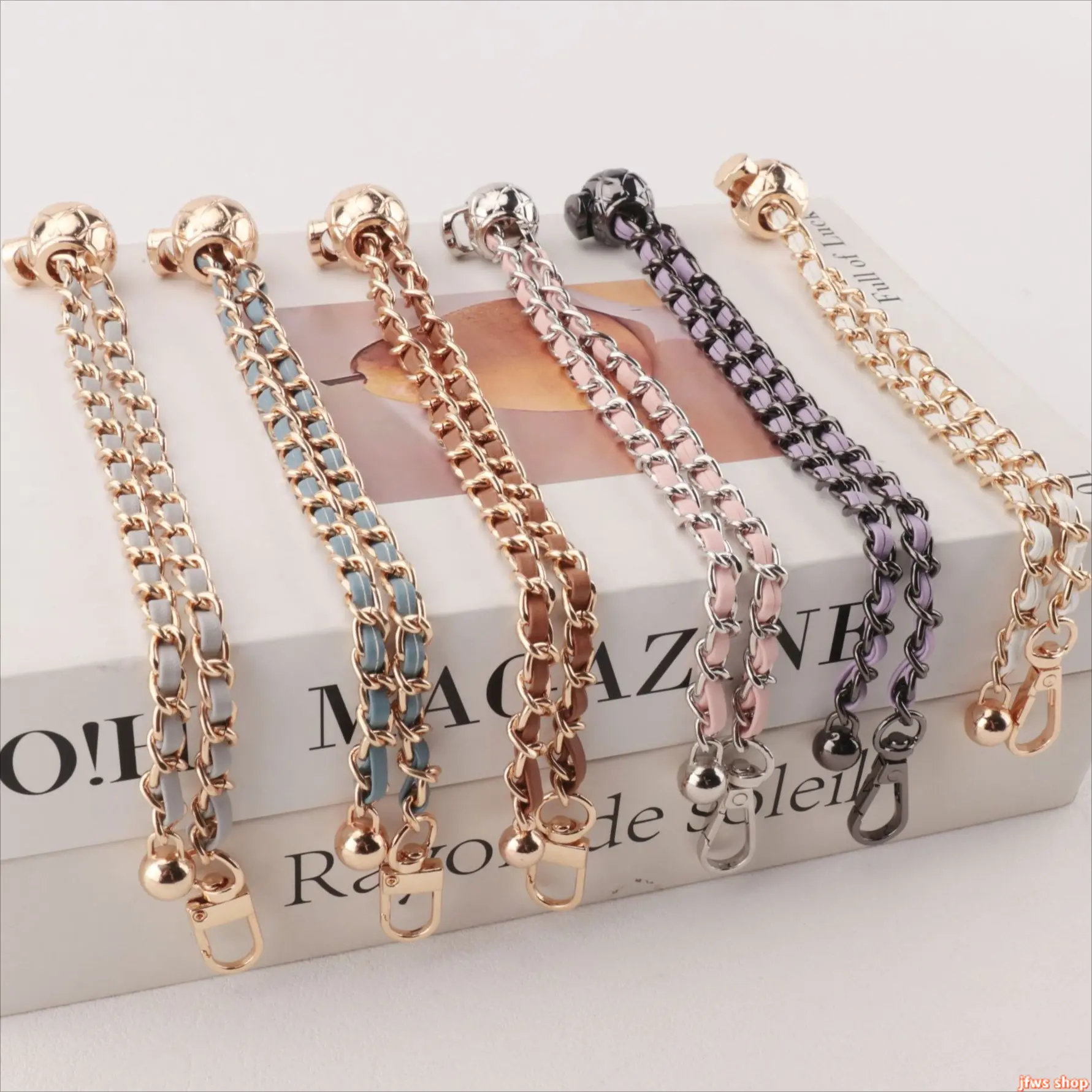 PU Leather & Alloy Chain Bag Strap, Chic Adjustable Crossbody Replacement with Metal Ball Accent for DIY Handbag Upgrade, Bag Straps, Bag Chains For Handbags homeessentials