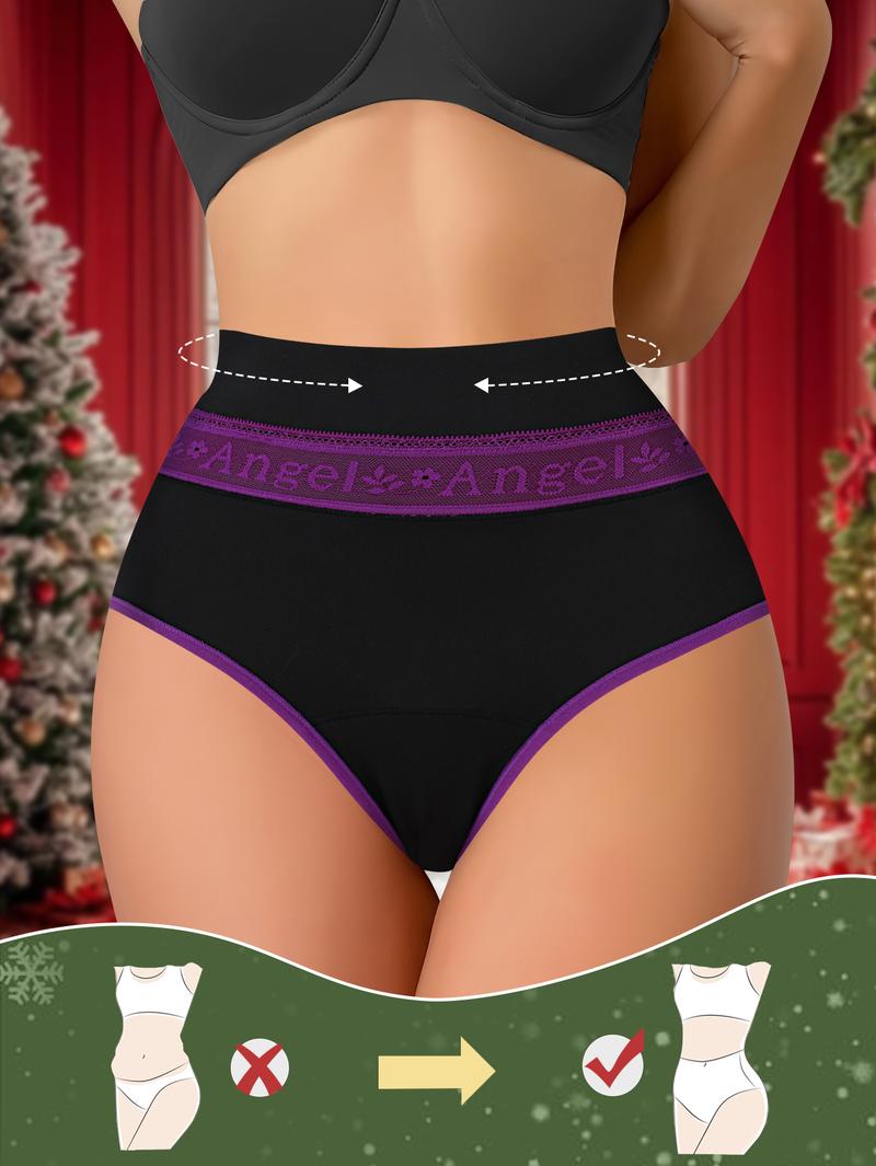 QUASTI 9PCS High-Waist Letter Collision Color Splicing Design Panties, Milk Silk High Elasticity Underwear for Women, Soft Comfortable Bold Color Blocks Design Pure Cotton Crotch, S-XXL