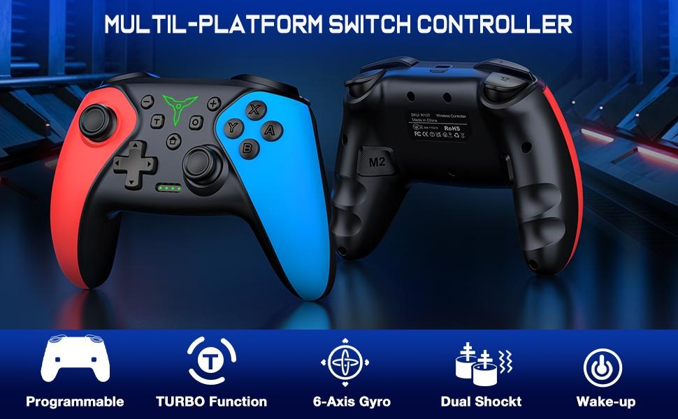 BEBONCOOL Professional Controller for Switch/Lite/OLED, Programmable Wireless Switch Controller with Wake-up, Programmable, Turbo Function, Not Suitable for Xbox and PS5 Consoles