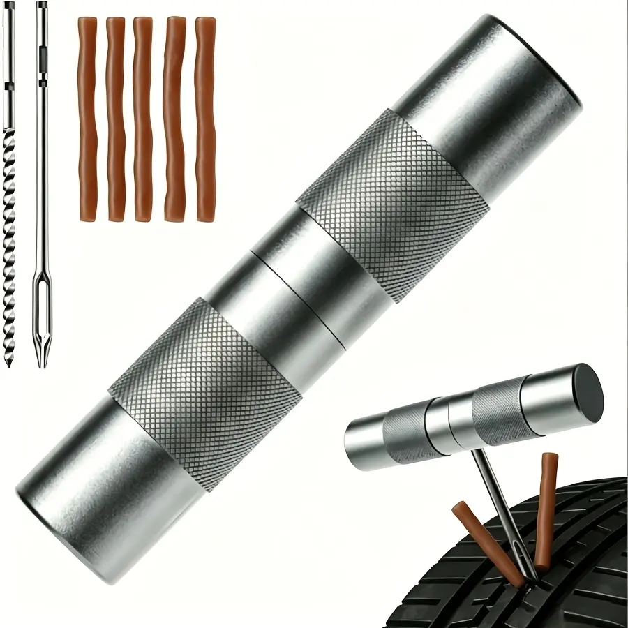 Compact Tire Repair Kit with Plugs Fix Punctures & Plug Flats with Ease - Capsule Style Flat Tire Puncture Repair Kit for Motorcycle, Car, ATV, UTV, Mountain Bike, Etc