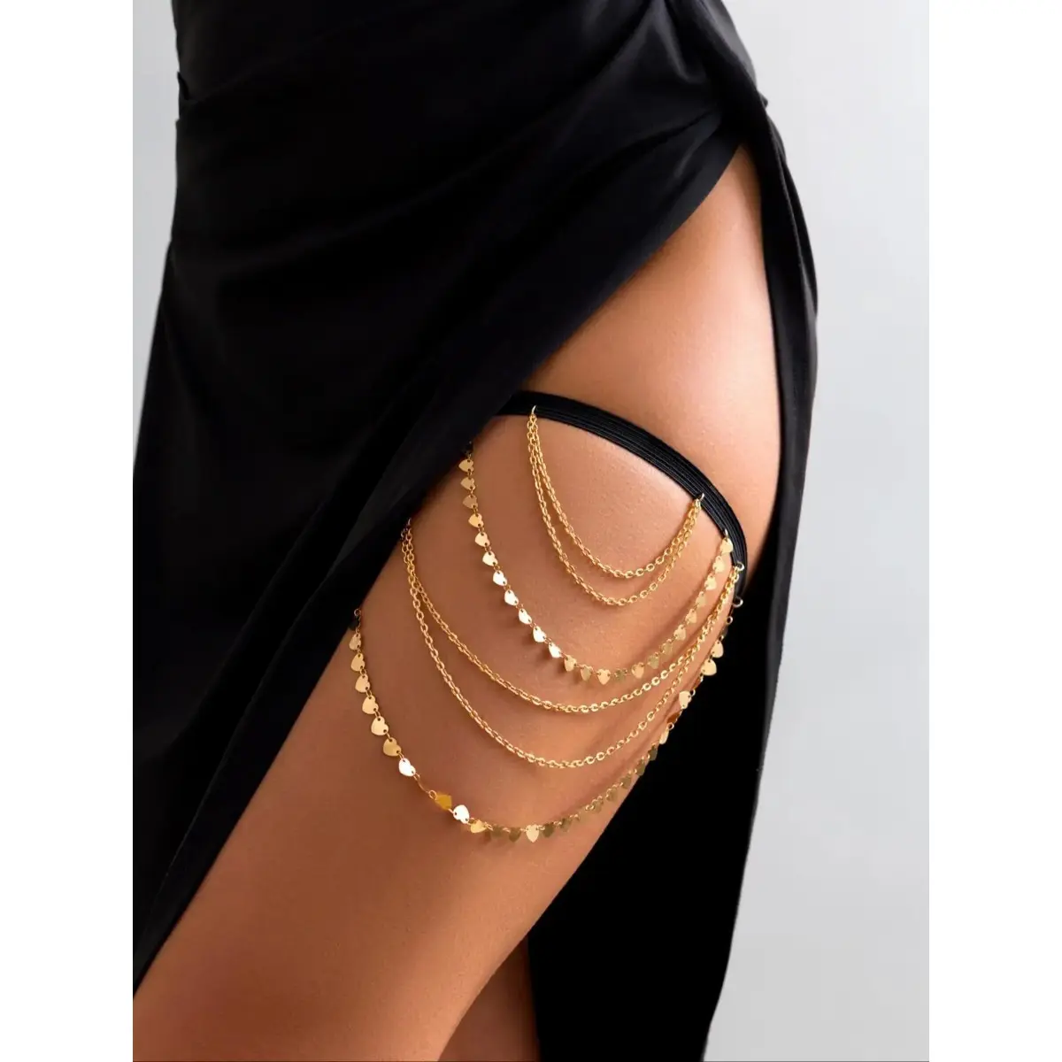 Women’s Layered Thigh Chain, Multi-Strand Body Jewelry for Parties, Festivals, Club Outfits and Special Occasions, Adjustable Leg Accessory