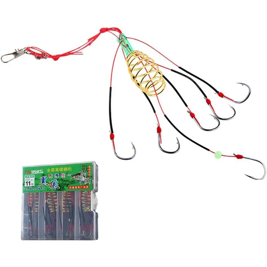 4 Packs  Fishing Hooks Carp Fishing Baits Hook Lure with Fishing Spring Carp Feeder
