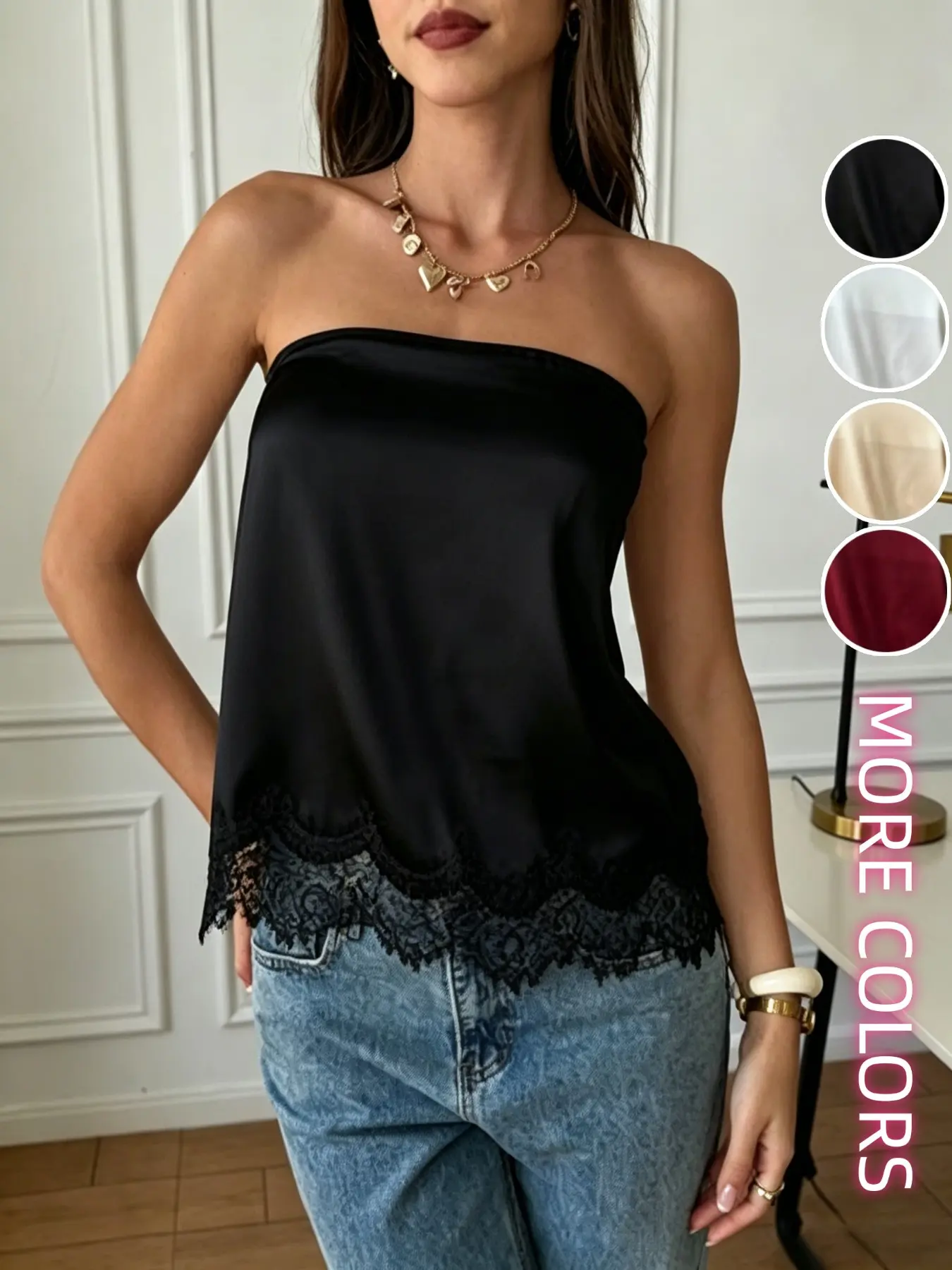 Lacey Cropped Top with Budget-Friendly Design, Elegant Lace Trim for Stylish Look, Perfect for Everyday Casual Outings and Date Nights, Elegance, Fit