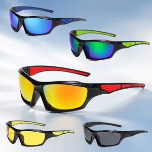 Polarized sports windproof sunglasses for men women cycling color changing mirrored lens lightweight non slip rubber wrap frame UV protection outdoor driving fishing running hiking wind resistant sun glass.