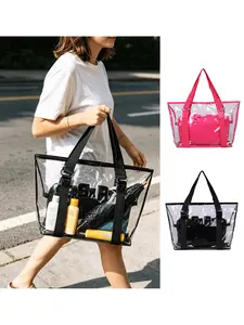 Summer Beach Bag Jelly Tote Transparent Women's Bag, Large Capacity Storage Bag for Beach Swimming Fitness, Trendy Organizational Bag