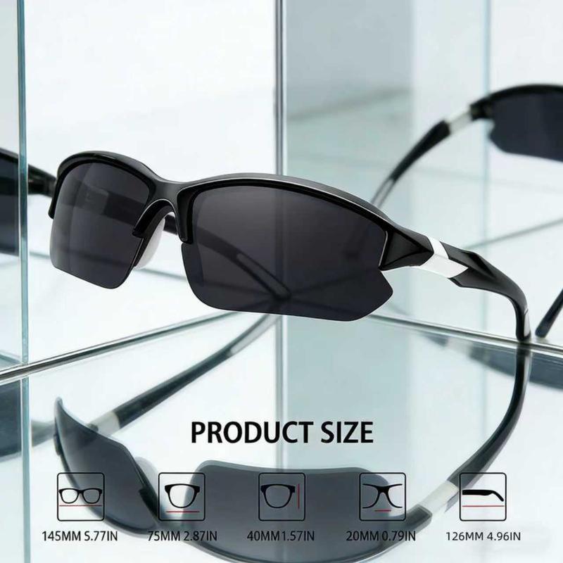 4-Pack Polarized Sports Sunglasses for Men Women, Rimless Windproof UV Protection Shades, Unisex Lightweight Anti-Glare Eyewear Perfect for Running Fishing Golf Driving & Outdoor Activities, All-Day Sun Protection Comfort Fit Sport Sun Glasses