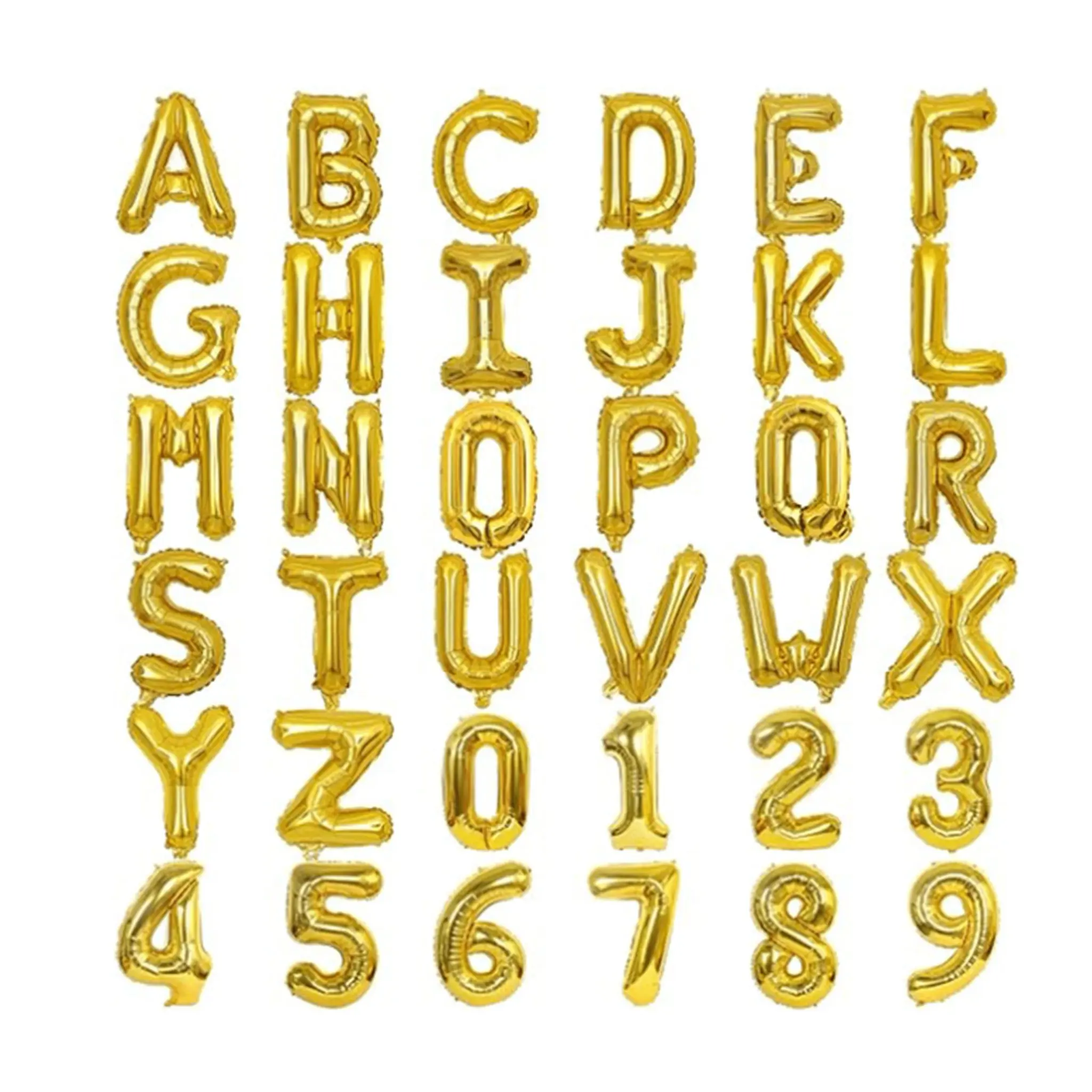 16-Inch Aluminum Foil Set, Gold/silver/blue//, A-Z Letters & 0-9 Numbers, Letter Balloons, Perfect for Parties, Weddings, Holidays, Events