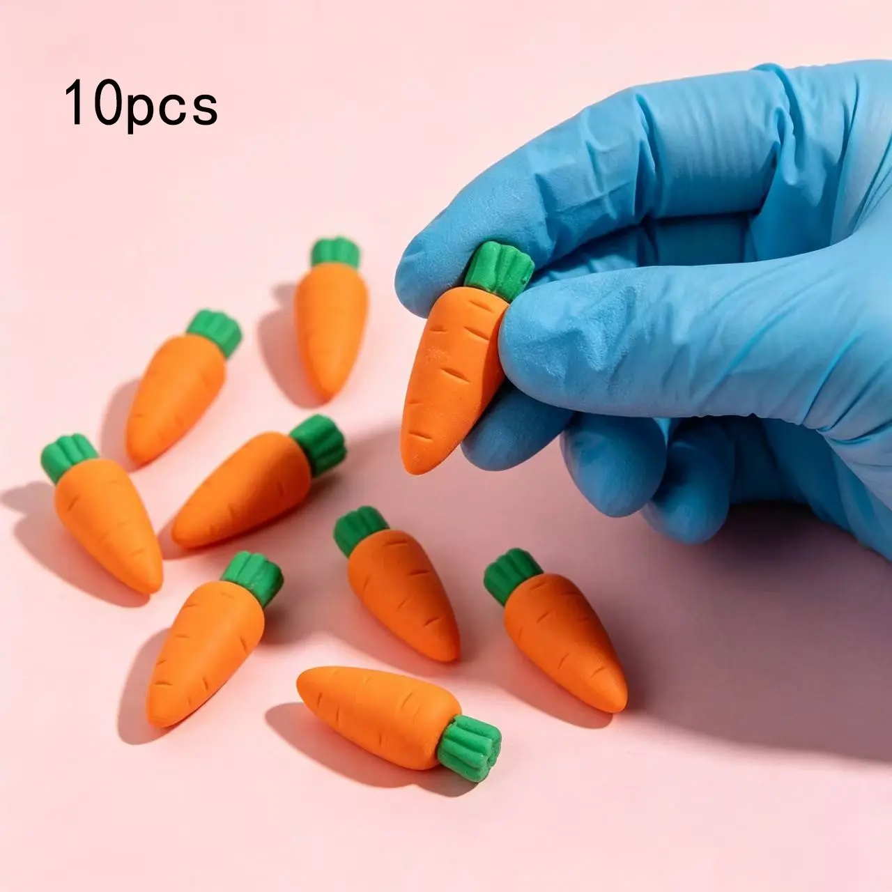 10pcs Irregular Carrot Shape Office Pencil Erasers, School Pencil Erasers, Office Supplies, Non-Sponge Rubber, Unvulcanized, Ideal for Campus Use