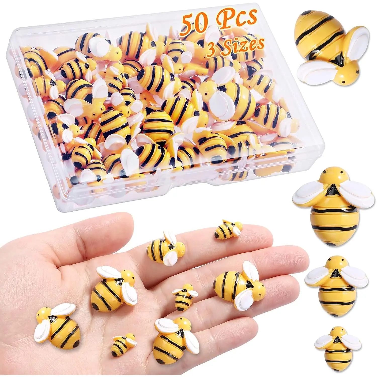 50 count   Bees,  Garden Bumblebees Embellishment  Decors with Box DIY Wreath Bees Decoration for DIY Crafts Scrapbooking Party  Decor