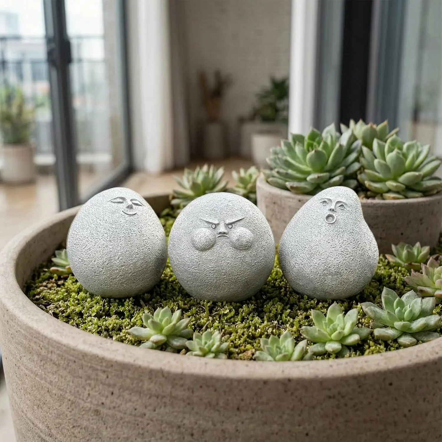 Minimalist 2.4in Fairy Stone Garden Statues for Women - Multi-Use Miniature Planter, Funny Yard Ornaments, Unique Shelf Table Accessories