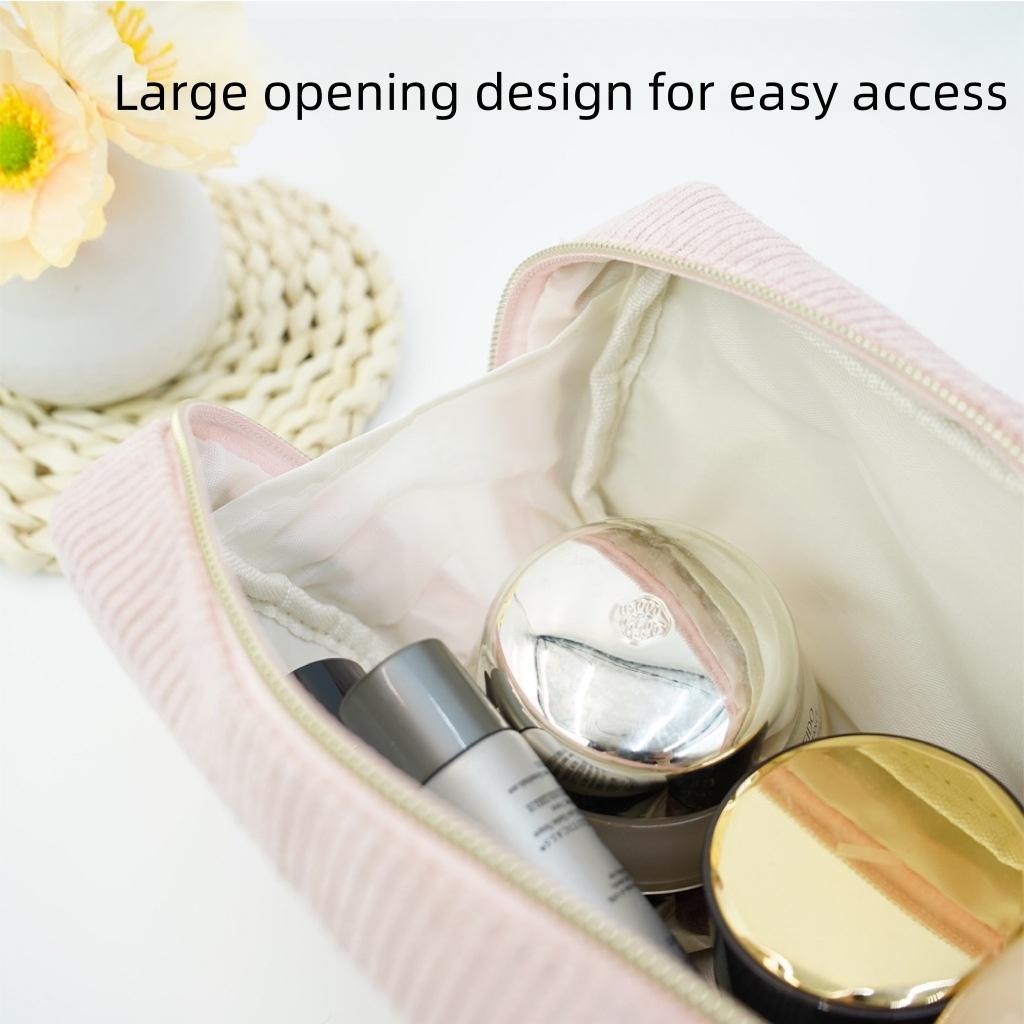 Large Capacity Cosmetic Organizer Bag, Fashion Flannel Storage Pouch, Portable Travel Case, Ideal for Stationery, Cosmetics, Chargers, Gifts