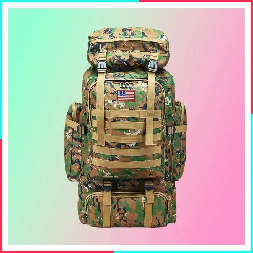 80L Tactical Backpack - Waterproof 600D Oxford Bug Out Bag for Camping Hunting Hiking, Military Grade Durable Men's Survival Backpack with Breathable Design, Rugged Camouflage Backpack for Outdoor Activities