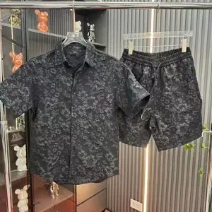 2026 New Men'S Summer Jacquard-Designed Short-Sleeve Shirt & Shorts Set