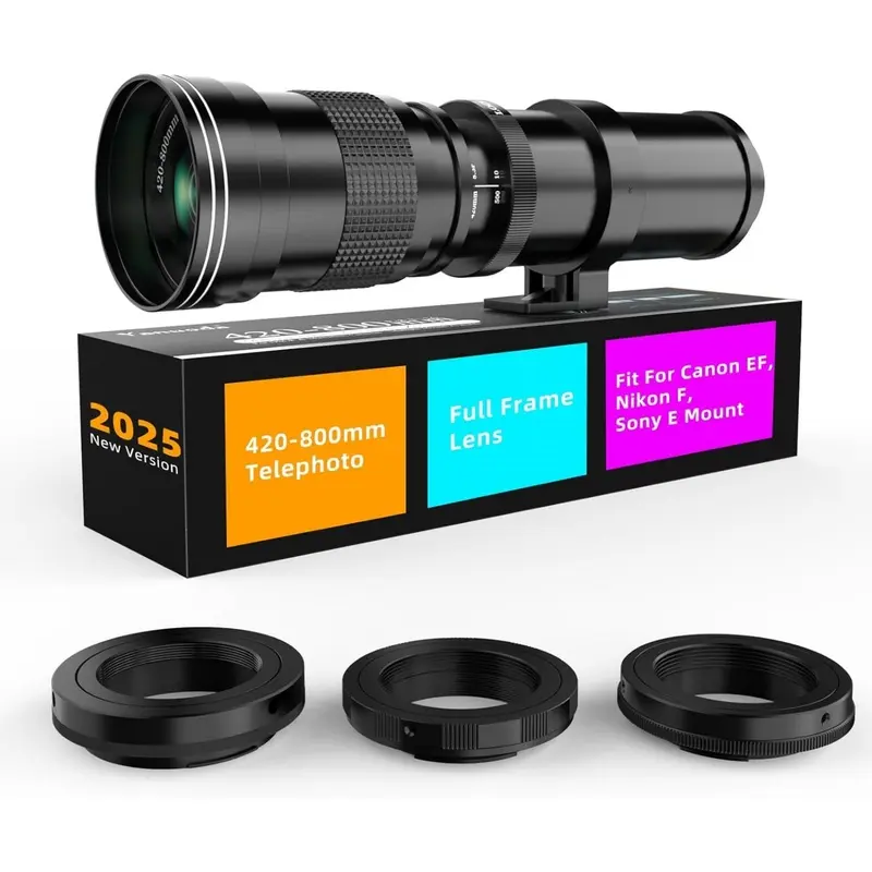 Super Telephoto Manual Zoom Lens  Compatible with for Canon EF/EF S, for Nikon F & for Sony E Mount Cameras  Ideal for Moon, Bird, Wildlife & Nature Photography