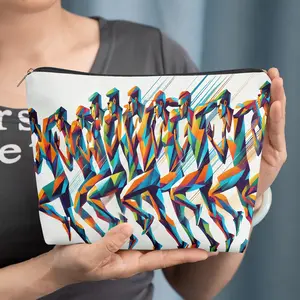 cosmetic bag 1pc, Runners Abstract Art, Zipper closure, unisex, travel/daily storage bag, lightweight and machine washable, stylish toiletry bag, perfect for Valentine's Day, New Year's, or birthday gifts.