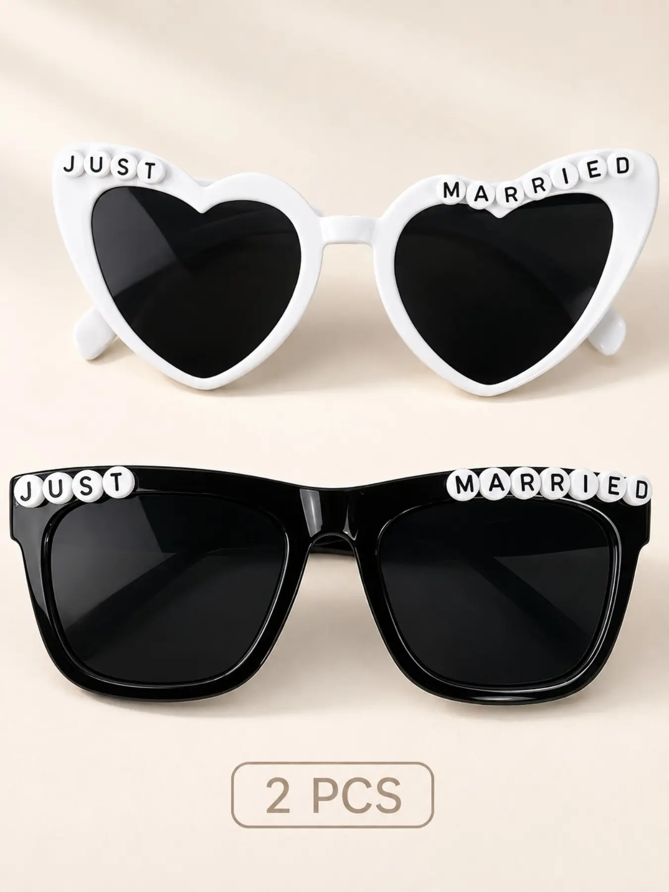2-Pack Just Married Sunglasses, Fun Bride Groom Party Shades, Perfect for Wedding Photos, Honeymoon & Bachelorette Events