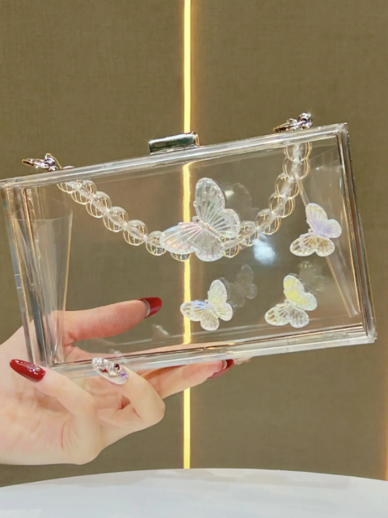 New Elegant Butterfly Chain Bag, Acrylic Envelope Clutch, Fashionable All-Season Handbag, Perfect for Weddings, Parties, Business Casual