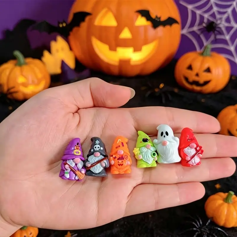 12pcs Halloween Witch Goblin Resin Decorations, Miniature Gnome Models for Home Garden Party Decor, Unique Gift Idea