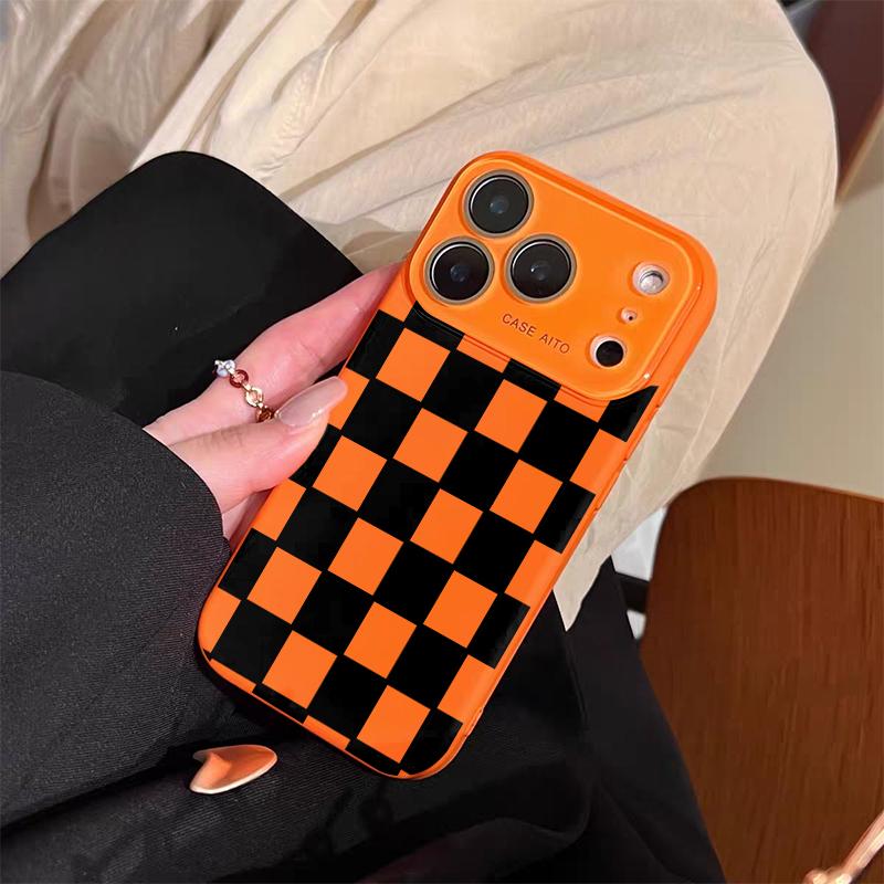 Dopamine Colored Checkerboard Pattern Ins Style Phone Case Ultra Skin Friendly Touch All Inclusive Lens Compatible with iPhone 17 16 15 14 13 12
