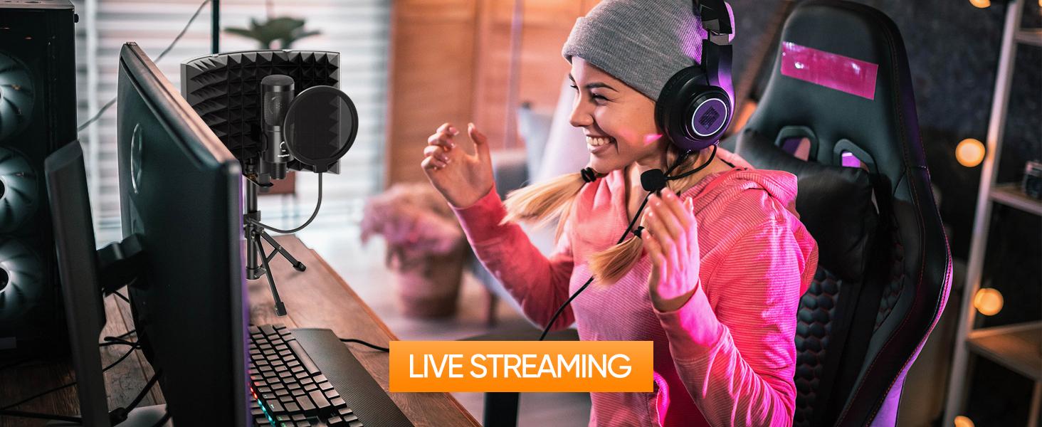 Studio Recording Microphone Isolation Shield with Pop Filter and Metal Tripod Stand, Studio Mic to PC Laptop Smartphone, Music Microphone for Recording Singing Podcasting Studio Recording Microphone Isolation Shield with Pop Filter and Metal Tripod Stand, Studio Mic to PC Laptop Smartphone, Music Microphone for Recording Singing Podcasting