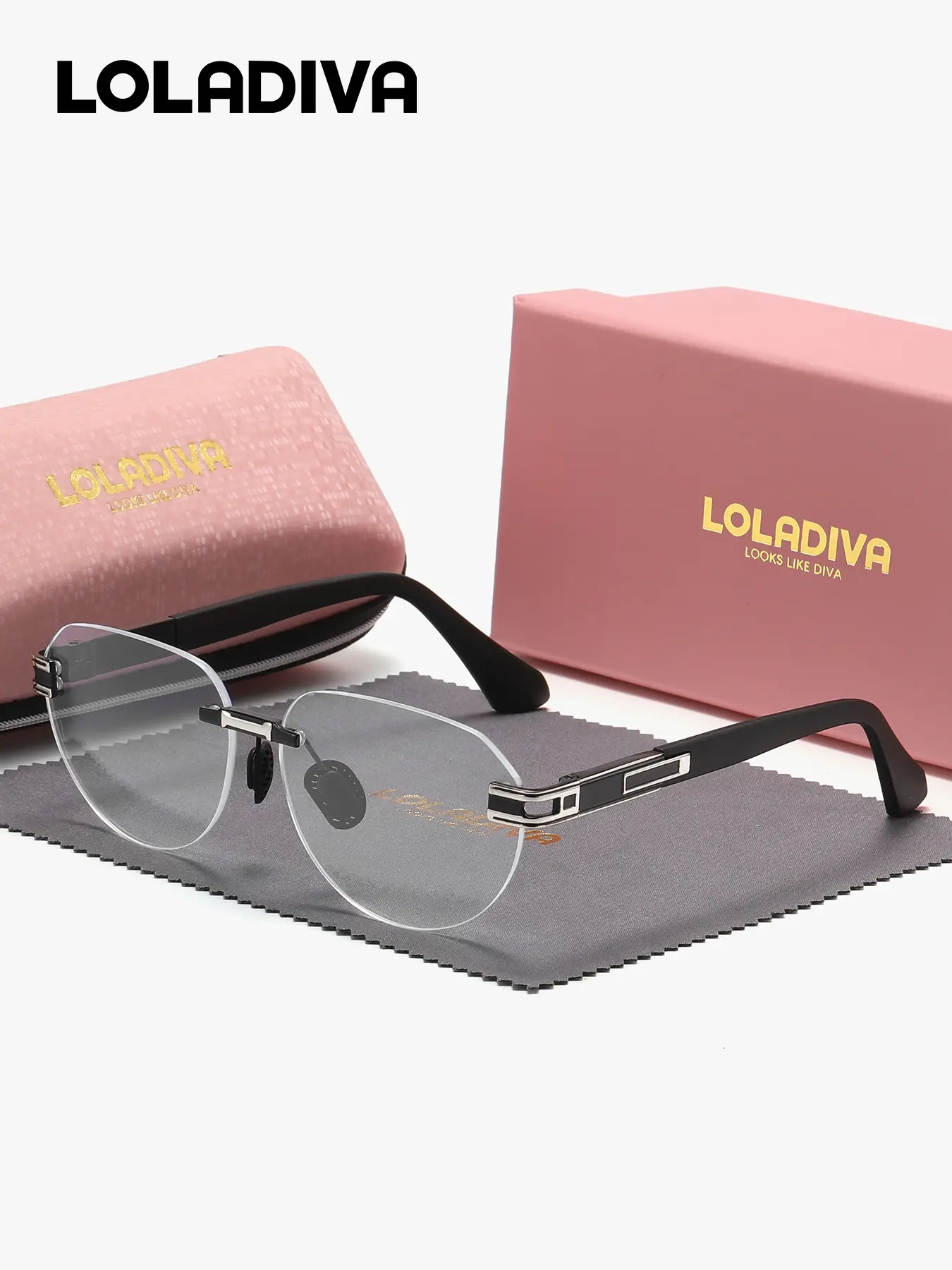 LolaDiva 1 Piece Unisex Business Style Frameless Plaon Glasses Elite Temperament Square Plaon Glasses