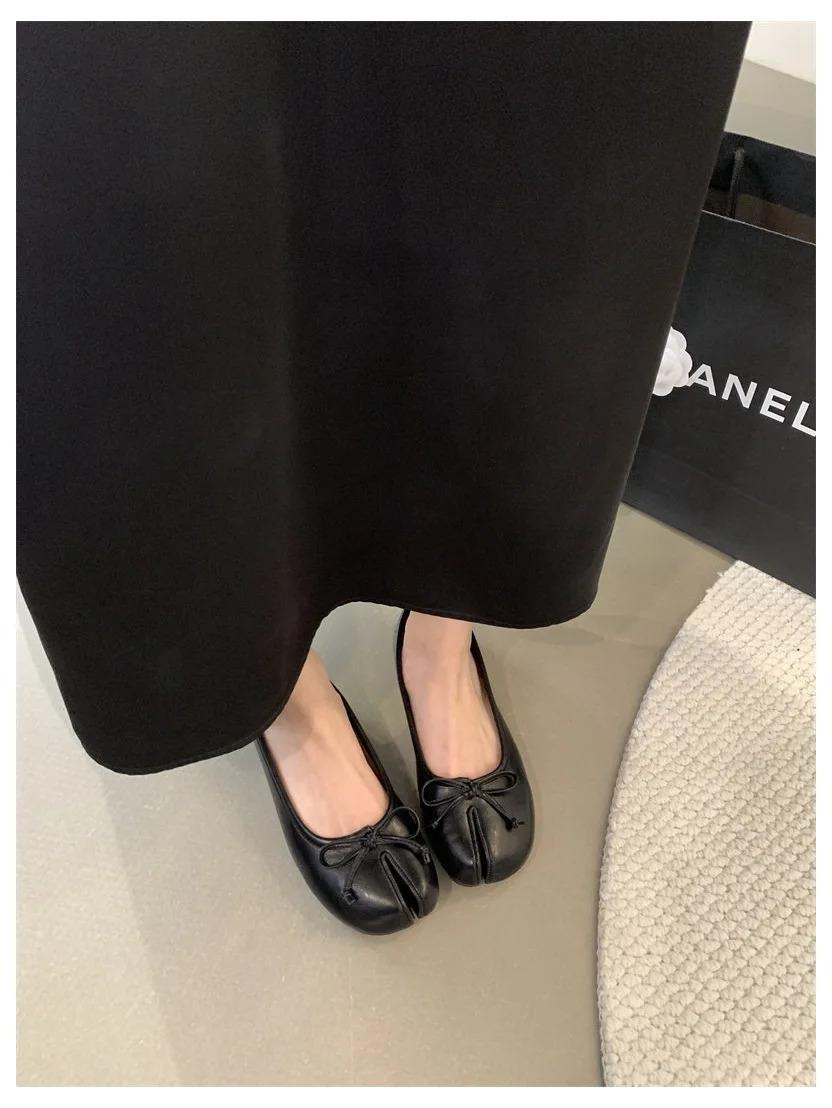 New Women Flats Soft Ballet Shoes Slip On Loafers Soft Moccasins Tabi Ninja Casual Shoes Mujer Ladies Shoes Bow Knot Mujer