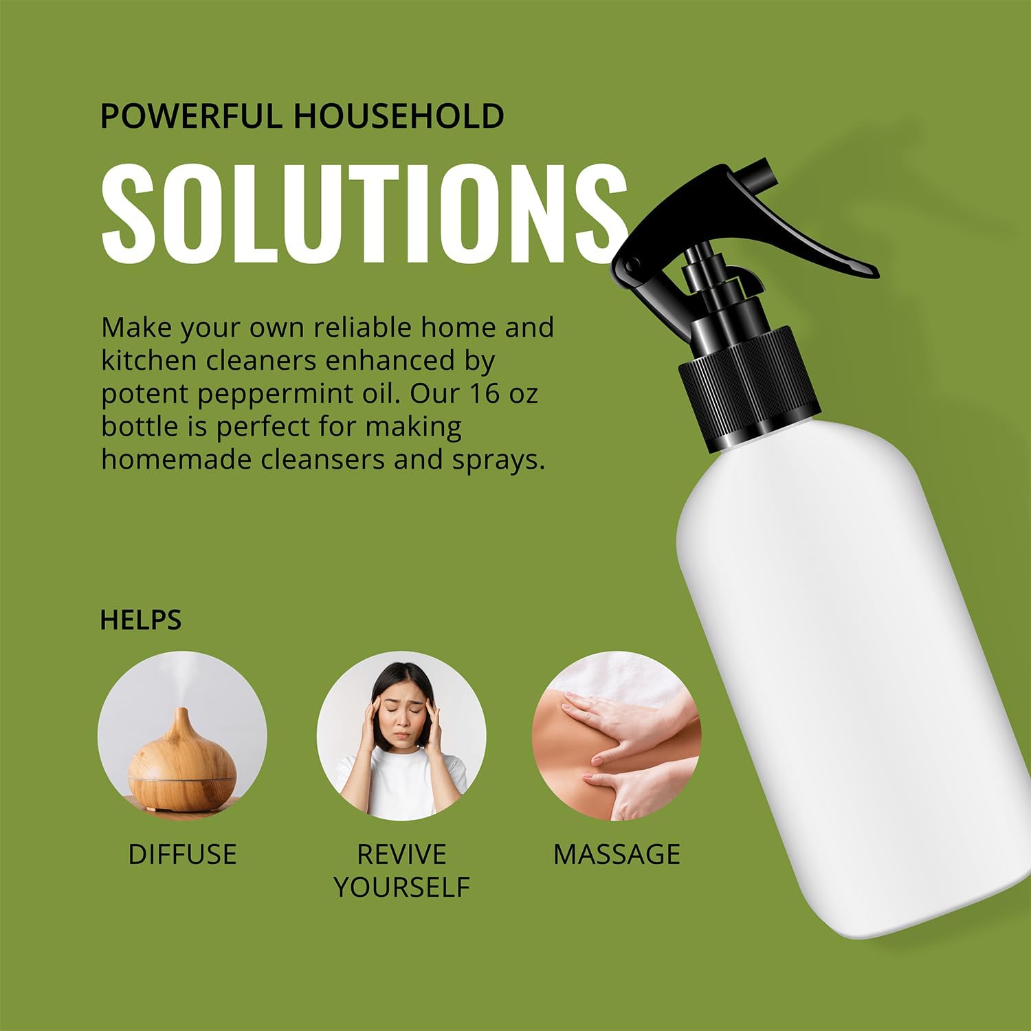 Peppermint Essential Oil - 16 oz, 2 Pack, Bulk for Diffusers, Candles, Cleaning & DIY Sprays