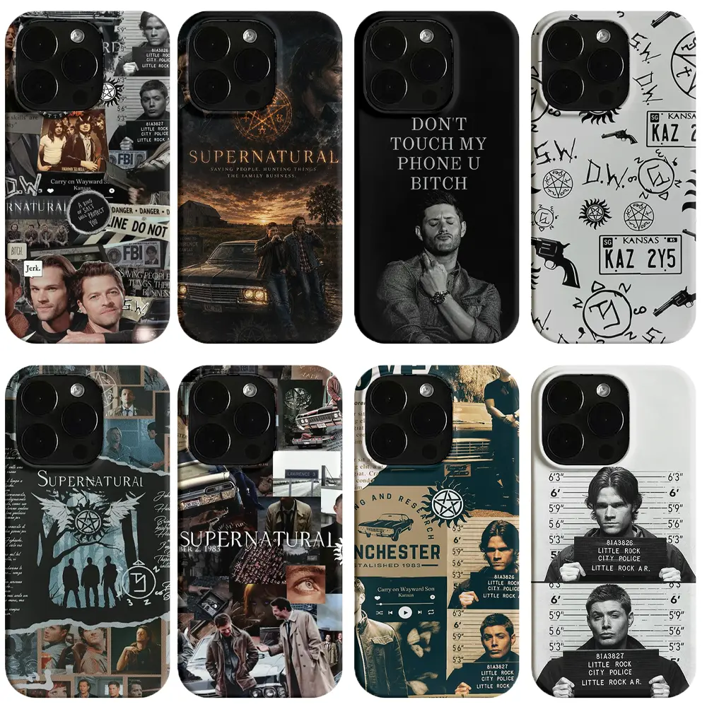 Supernatural Winchester Collage Glossy Durable Shockproof Hard Film Phone Case - Protection Casing Accessories For iPhone 17 ProMax/Air,16 Pro,15,14 Plus,13,12 & Samsung S23-S26 - Drama Fan Gift