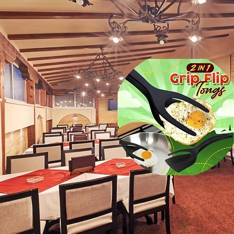 2 in 1 Egg Spatula Tongs, 2pcs Multifunctional Egg Flipper, Kitchen Cooking Utensils for Barbecue, Burger, Pancake, Kitchen Utensils Gadgets