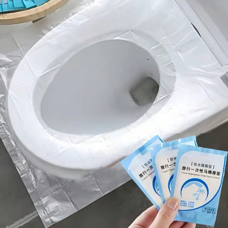 50PCS Disposable Toilet Seat Covers, Waterproof Travel Toilet Seat Cushions, Portable Individually Wrapped Toilet Seat Liners for Public Restrooms, Airplane, Hotel & Camping