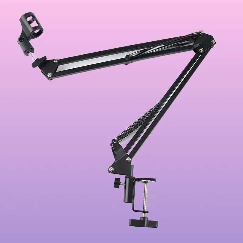 Metal Foldable Rotatable Desktop Boom Mic Stand Clamp Mount Holder Adjustable For Live Streaming And Voice Recording Microphone Fixing