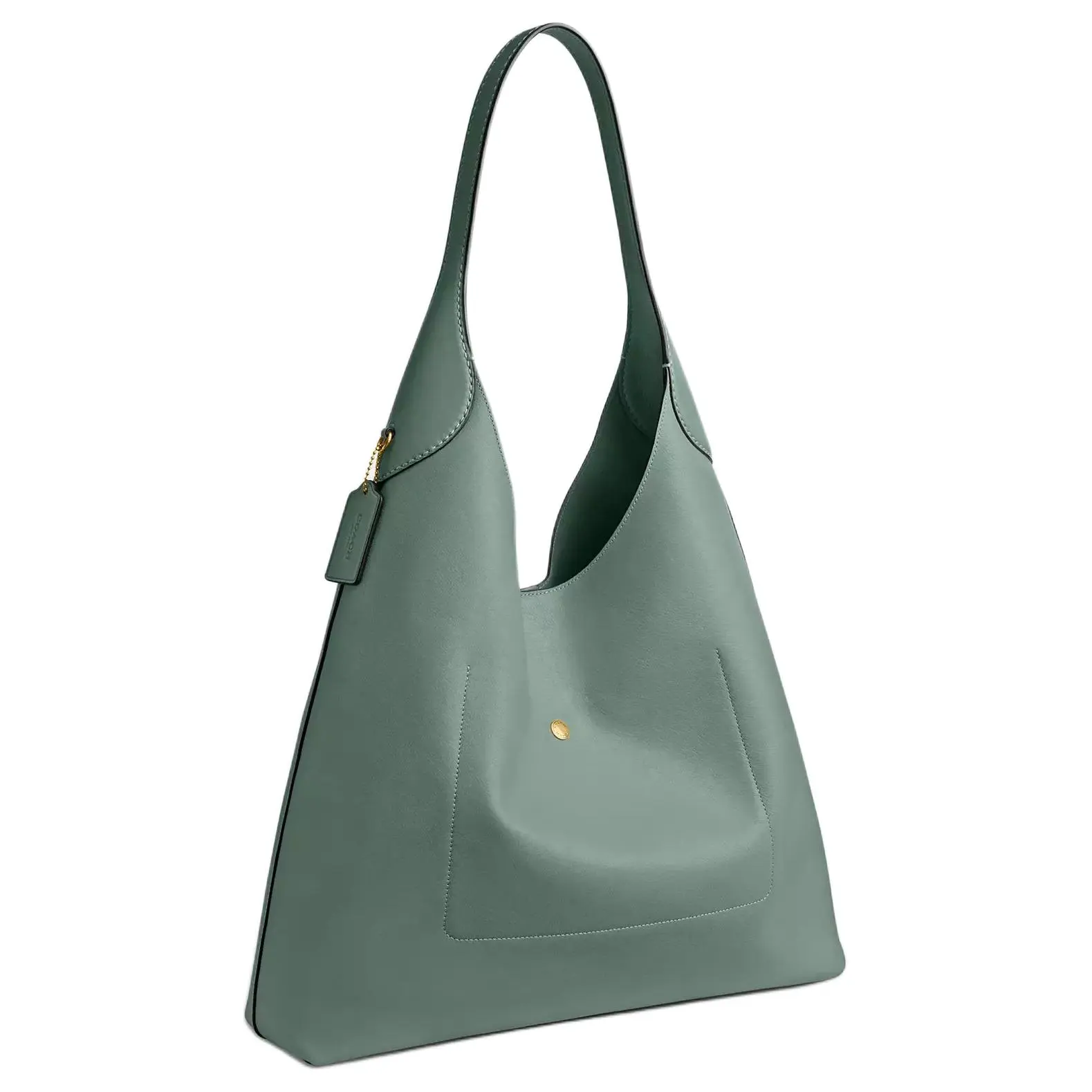 COACH Brooklyn 28 Small Top-Handle Satchel for Women with Magnetic Closure, Textured Leather, Sage