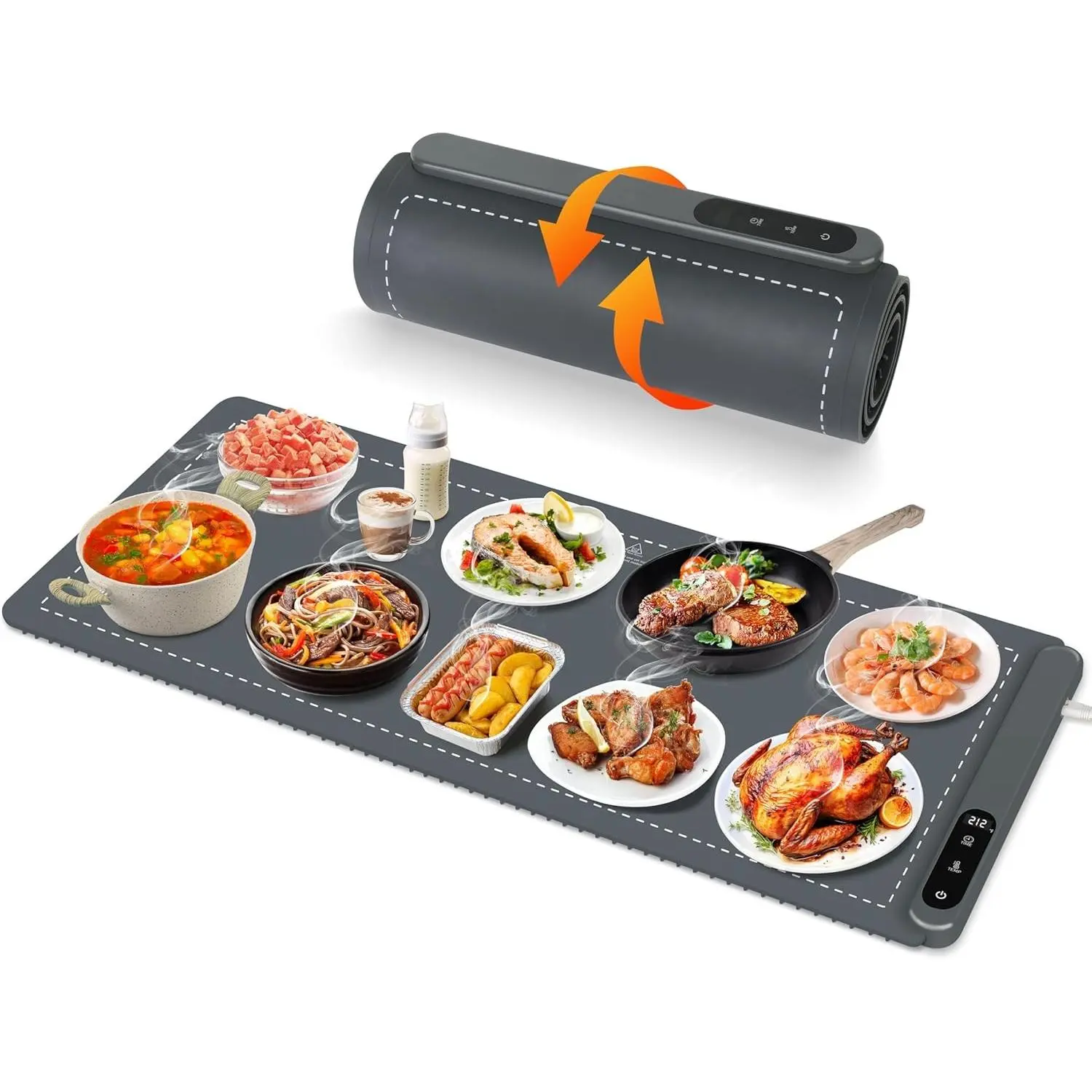 Warming Mat for Food,(XXL 36"x16") Electric Warming Tray,Extra Large Food Warmer Mat,Warming Pads for Food,Portable Heating Mat for Buffet,Parties,Buffets Party(Gray)