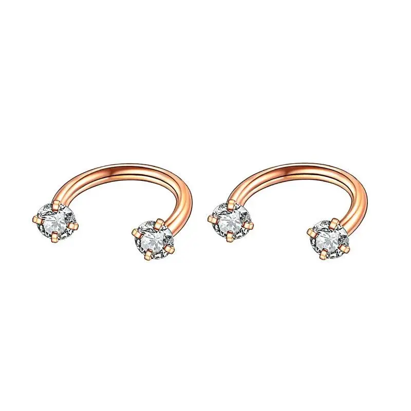 2Pcs 6/8/10mm Stainless Steel Zircon Piercings Earrings Horseshoe Ring Piercing Nose Ear Belly Rings Body Jewelry For Women/Men