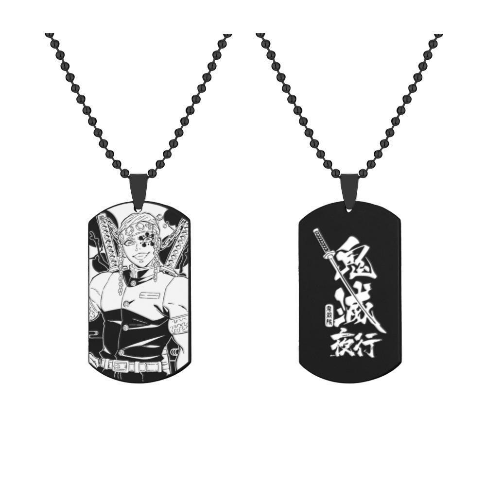 Demon Slayer Kamado Tanjirou Stainless Steel Necklace Anime Character Infinite City Printed Necklace Cosplay Accessories Gifts