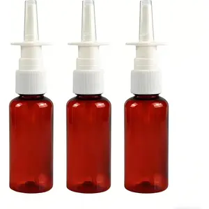 12PCS 30ml 1oz Refillable Amber Plastic Fine Mist Nasal Spray Bottles Atomizers Sprayer Jar Pot Container For Makeup Water Medical Use Perfumes Essential Oils Travel