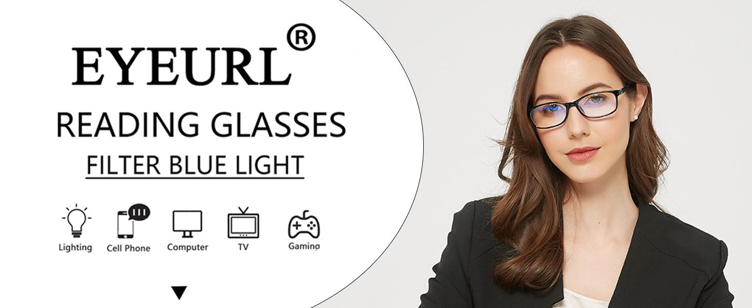 Blue Light Blocking Readers for Women - 2 Pair Ladies Computer Reading Glasses +1.25 Stylish Rectangular Frames Blue Ray Eyeglasses