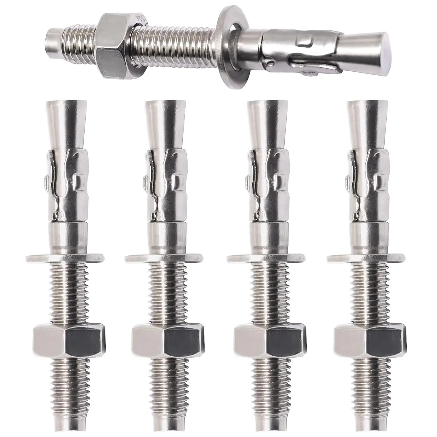 Stainless Steel Concrete Anchors, Heavy Duty Wedge Anchor Fasteners 1/2 Inch x 4 Inch (10 Pcs)