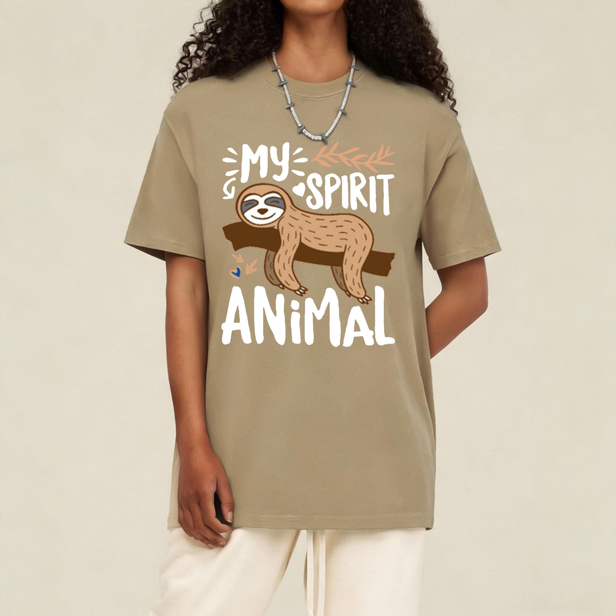 Funny Sloth Graphic T-Shirt – Spirit Animal comfy Tee, made of comfortable cotton fabric.