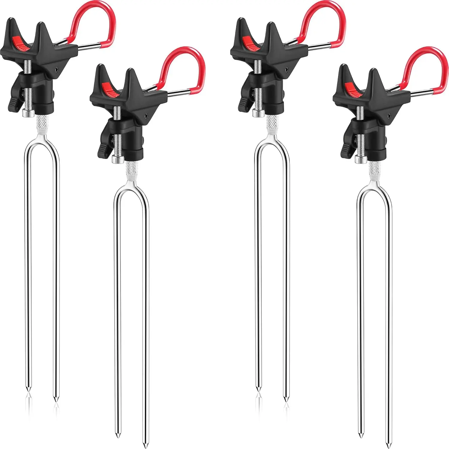 4 count Fishing Rod Holders for  Fishing Upgraded Stainless Steel Fishing Pole Holders 360  Adjustable Fishing Rod Stand for Men Father Beach Fishing Equipment Birthday