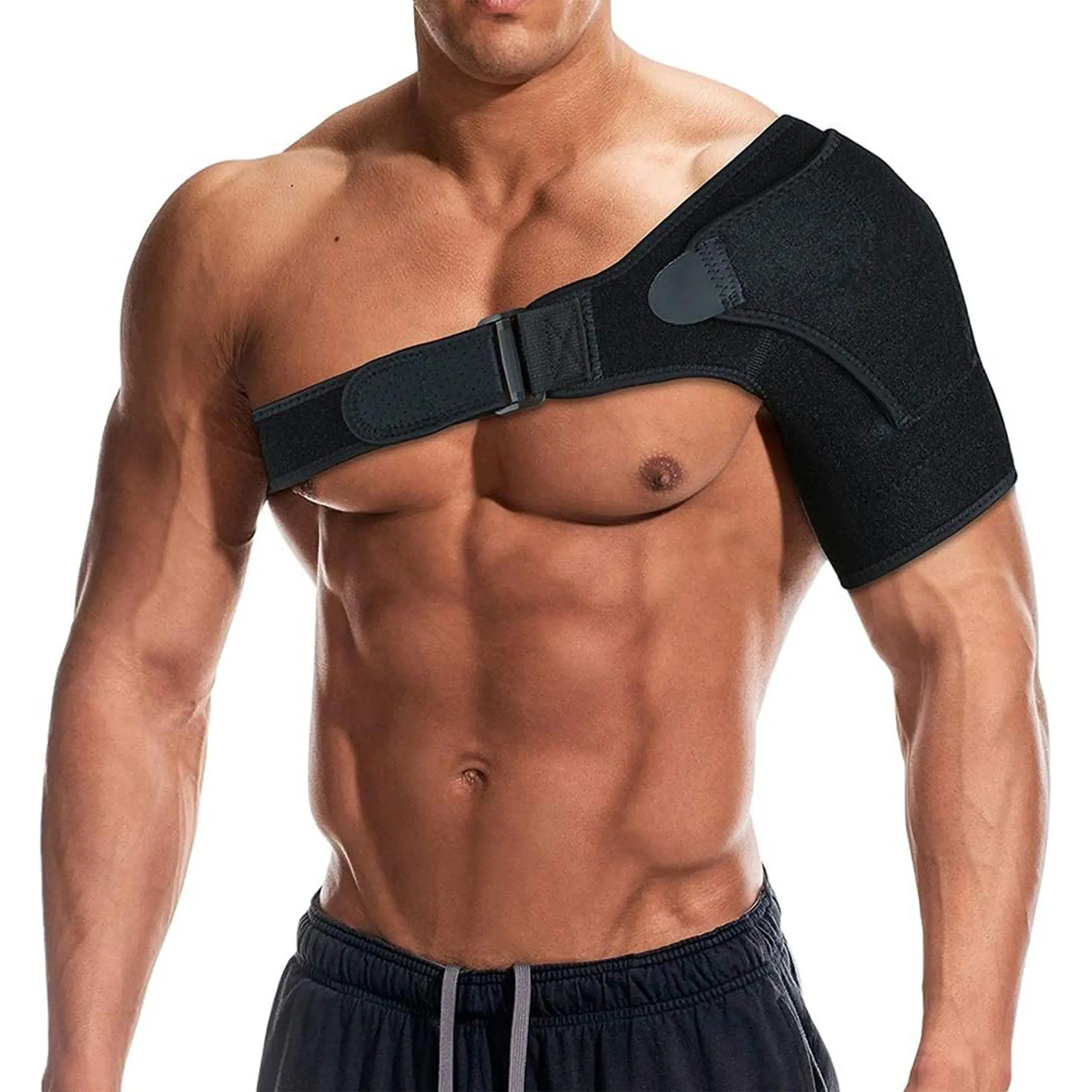 Breathable Compression Sports Shoulder Brace, Shoulder Immobilizer, Adjustable Single Shoulder Strap, Prevents Strain and Dislocation, Unisex Fitness Support