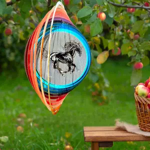 3D Animations Horse Wind Spinner for Yard and Garden,12Inch Wind Spinners Outdoor Horse Memorial Gift for Women Mom Grandma Wife,Garden Decor Metal Kinetic Yard Art Wind SculptureWind Spinner Mandala 3D
